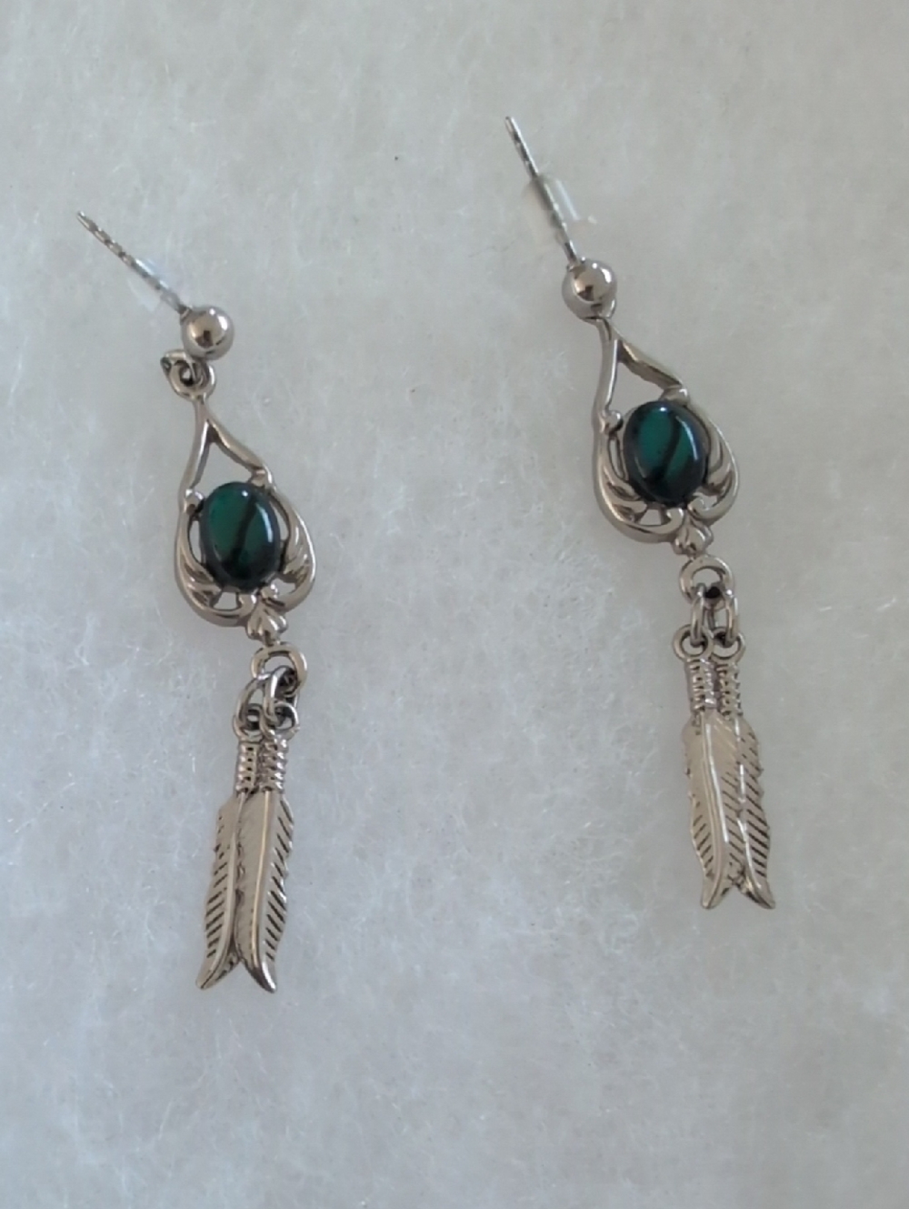 Canadian Ammolite 'Northern Lights' Feather Drop Earrings